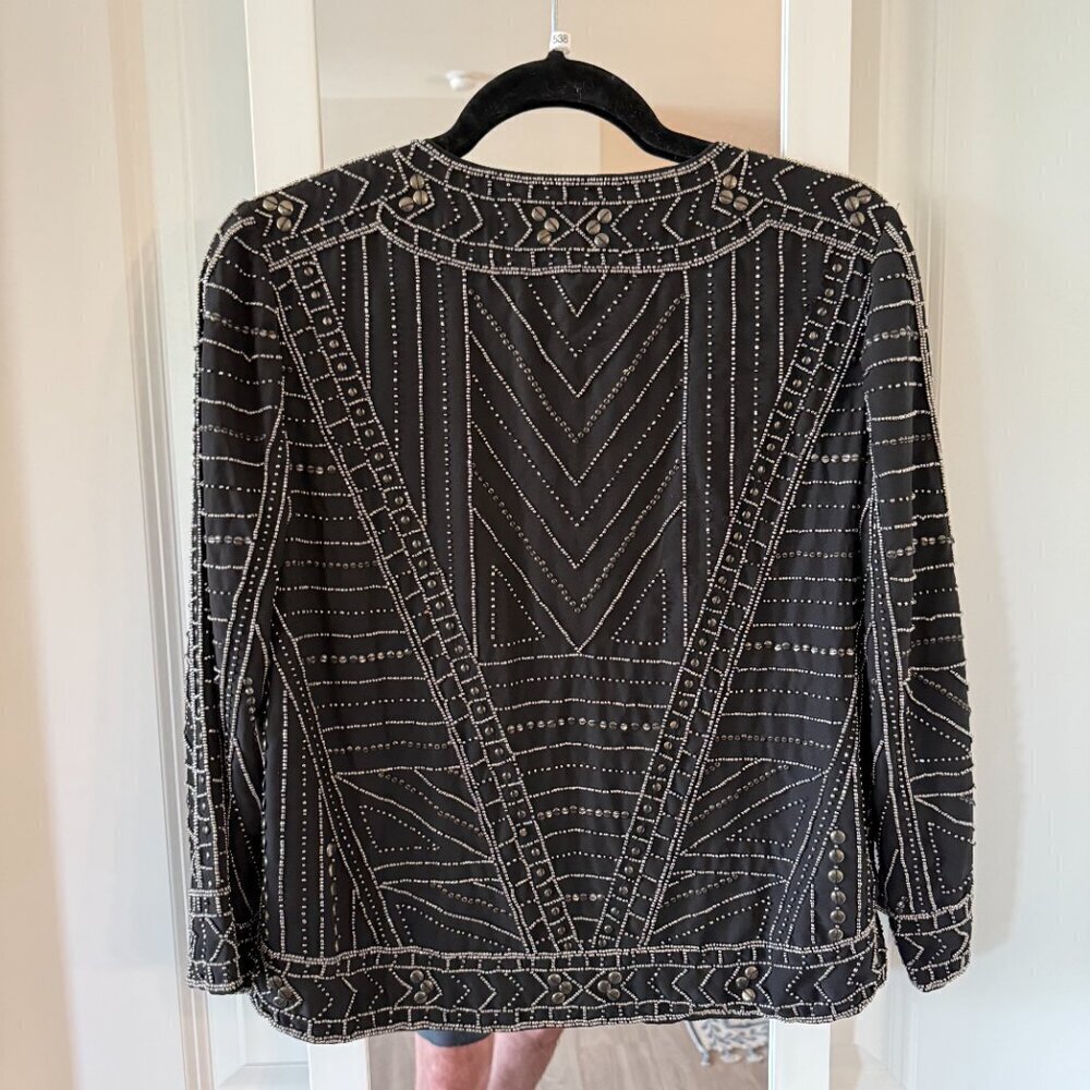 NEW Velvet by Graham and Spencer Beaded Jacket Size Small Color Black - Picture 7 of 7